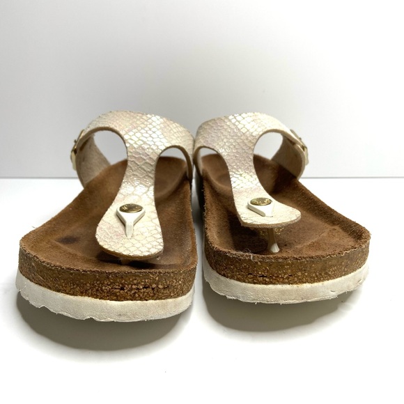 Birkenstock Iridescent White Snake-Print Thong Sandals - Picture 11 of 16